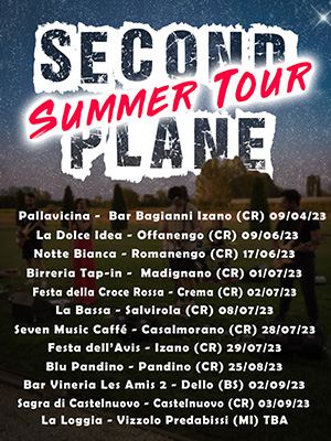 Locandina Summer Tour 2023 dei Second Plane con tutte le date